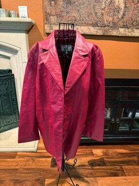3x CBO New York Plus Size Women's Red Leather Jacket Vintage